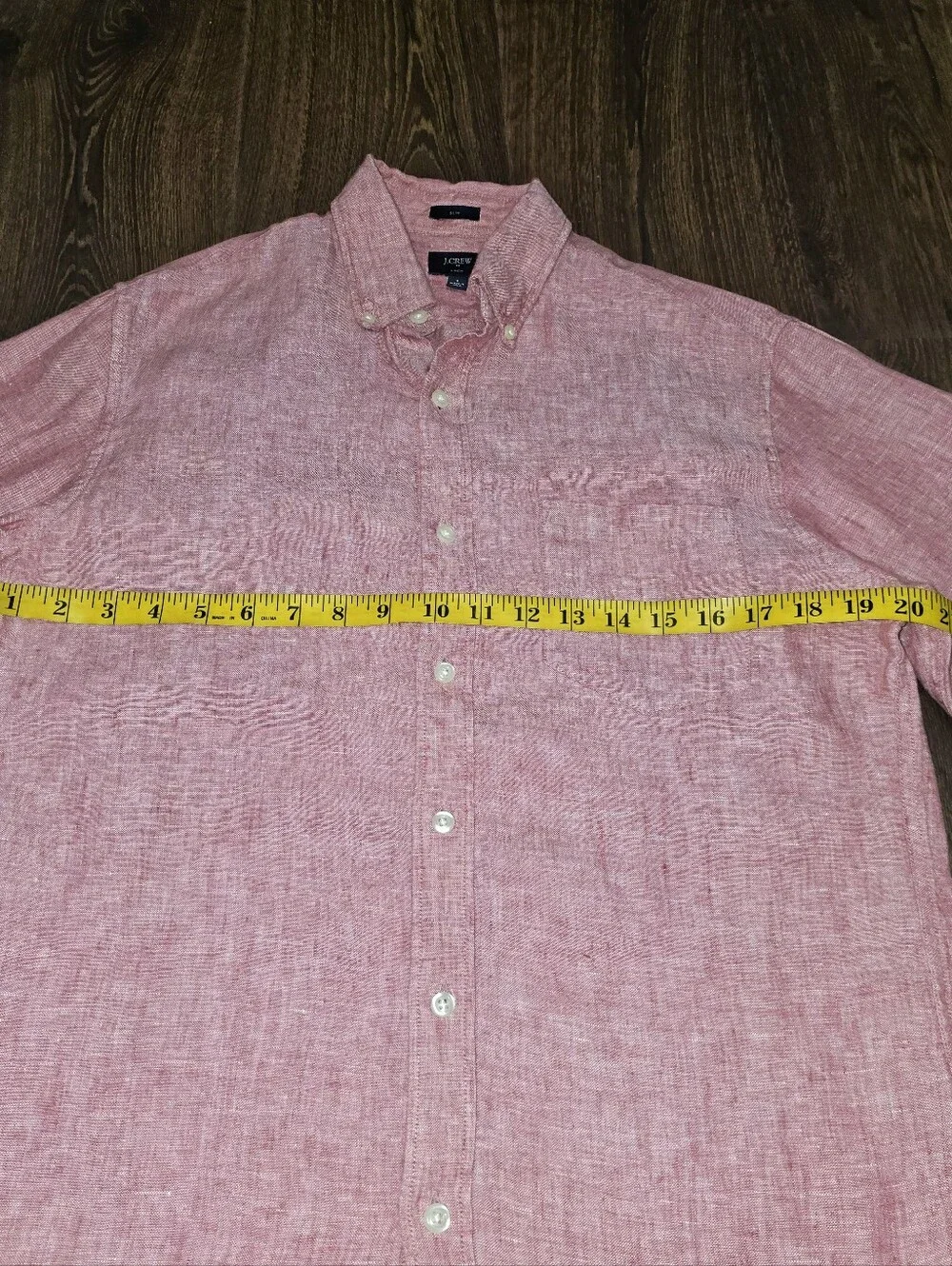 J Crew Mens Red Slim Fit Linen Long Sleeve Button Down Shirt S Preppy